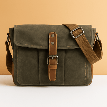 Vintage waterproof canvas messenger bag for men | Nathan - Luxyecs