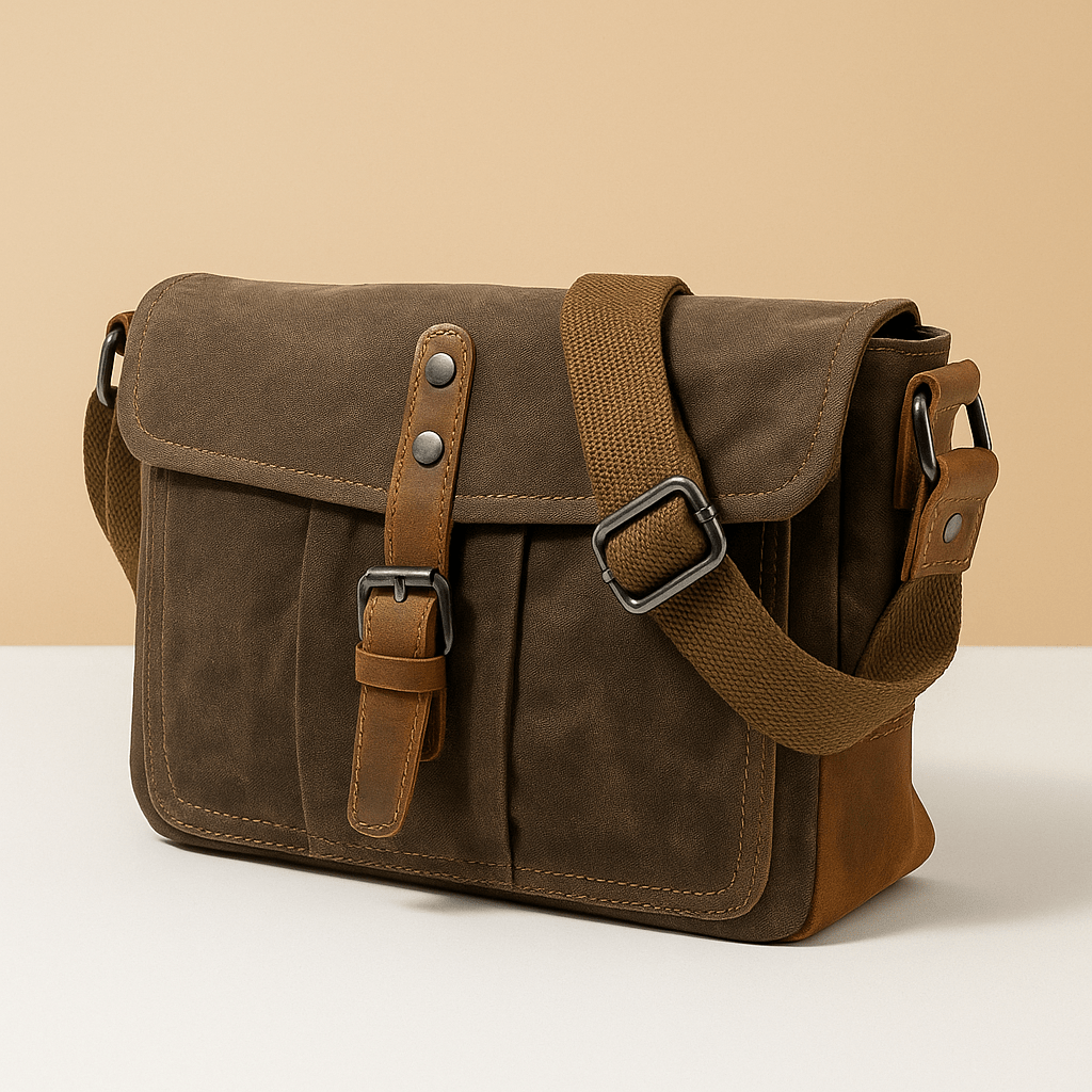 Vintage waterproof canvas messenger bag for men | Nathan - Luxyecs
