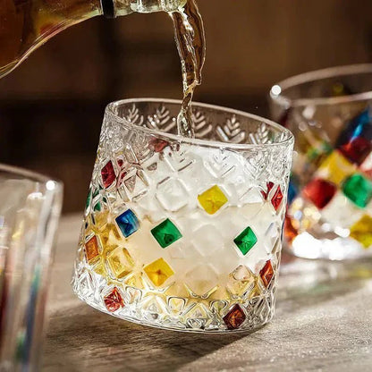 Whisky Glasses | Elegant Crystal Glass with Wooden Coasters - Luxyecs