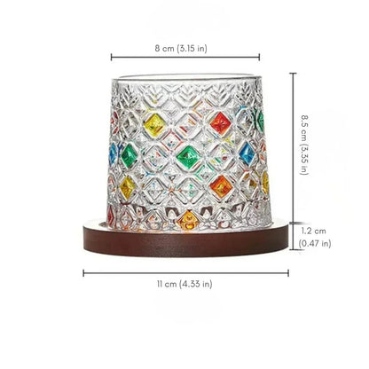 Whisky Glasses | Elegant Crystal Glass with Wooden Coasters - Luxyecs