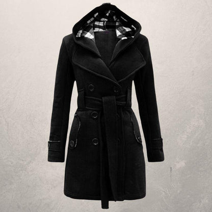 Women’s Belted Coat | Classic Hooded Jacket - Luxyecs