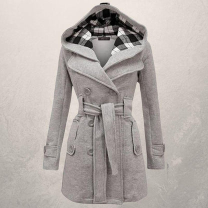 Women’s Belted Coat | Classic Hooded Jacket - Luxyecs