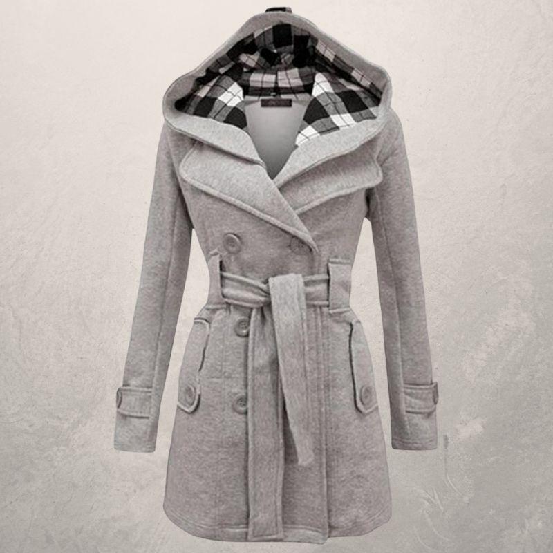 Women’s Belted Coat | Classic Hooded Jacket - Luxyecs