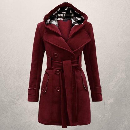Women’s Belted Coat | Classic Hooded Jacket - Luxyecs