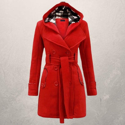 Women’s Belted Coat | Classic Hooded Jacket - Luxyecs