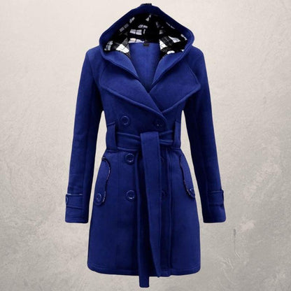 Women’s Belted Coat | Classic Hooded Jacket - Luxyecs