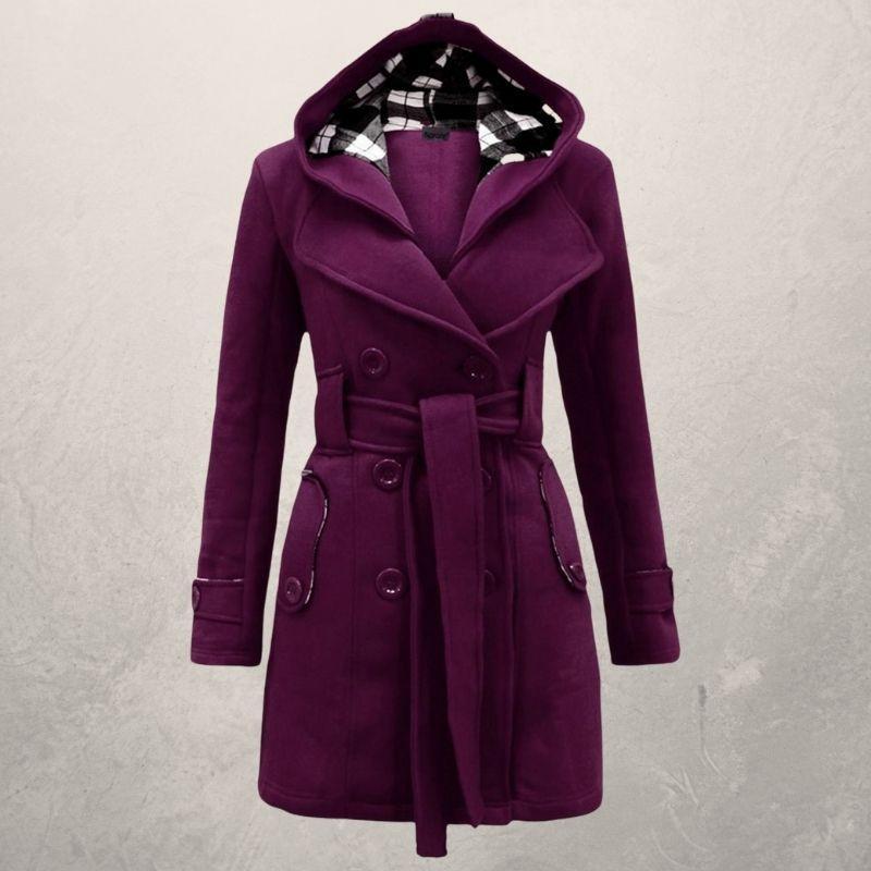 Women’s Belted Coat | Classic Hooded Jacket - Luxyecs