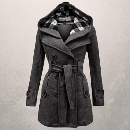 Women’s Belted Coat | Classic Hooded Jacket - Luxyecs