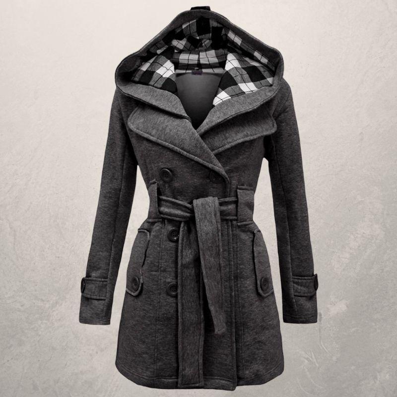 Women’s Belted Coat | Classic Hooded Jacket - Luxyecs