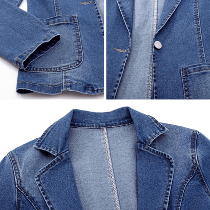Women’s Casual Denim Coat | Relaxed Open - Front Design - Luxyecs