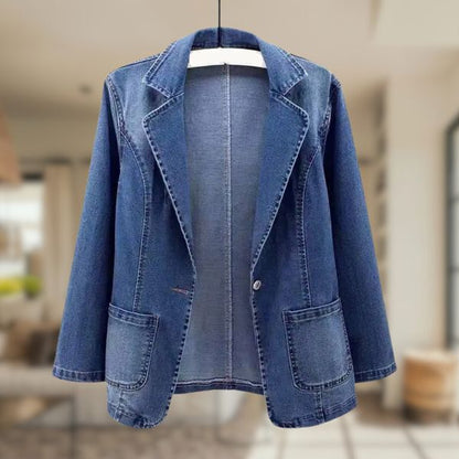 Women’s Casual Denim Coat | Relaxed Open - Front Design - Luxyecs