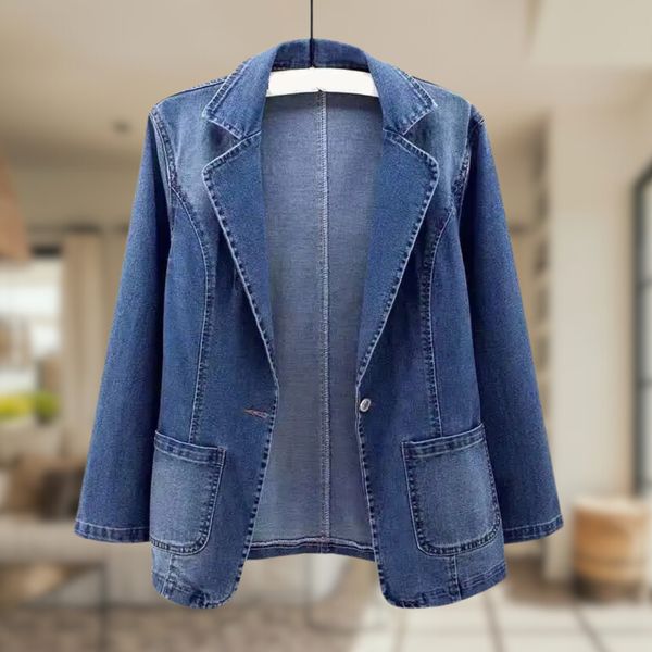 Women’s Casual Denim Coat | Relaxed Open - Front Design - Luxyecs