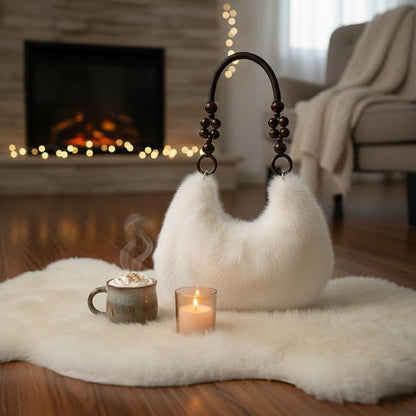 Women's Faux Fur Hand Bag Lightweight Everyday Bag - Luxyecs