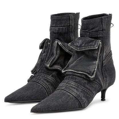 Women’s Heeled Boots | Pointed Toe Ankle Boots - Luxyecs