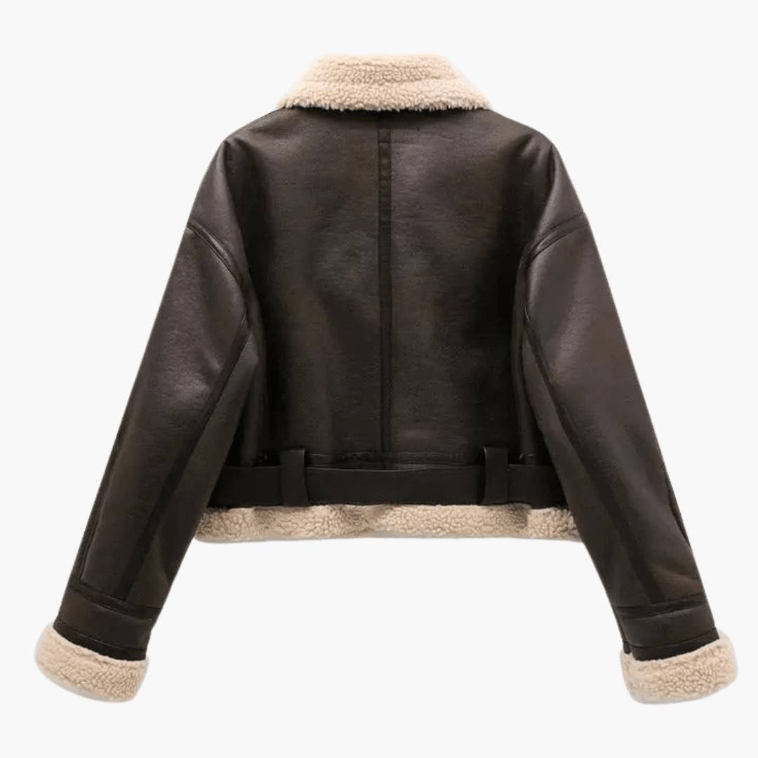 Women’s Zip Jacket with Belted Hem and Inner Lining - Luxyecs