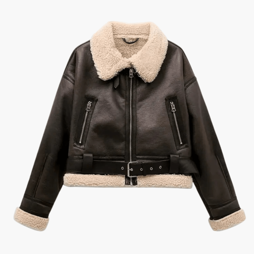 Women’s Zip Jacket with Belted Hem and Inner Lining - Luxyecs