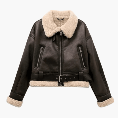 Women’s Zip Jacket with Belted Hem and Inner Lining - Luxyecs