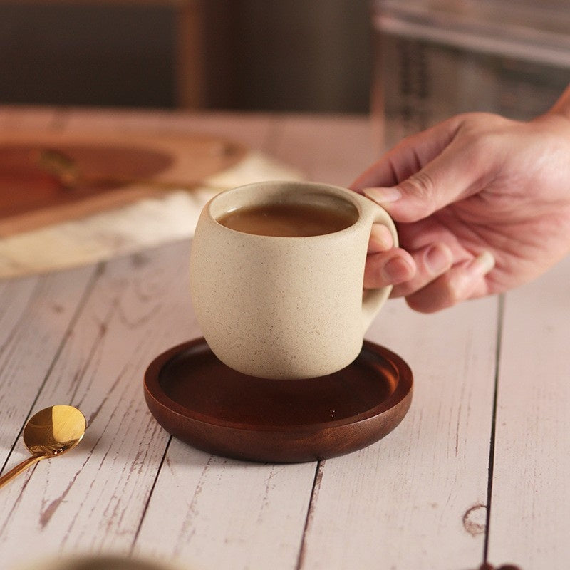 Zen Retro Coffee Cup & Saucer | Elegant Ceramic Coffee Set for Stylish Dining